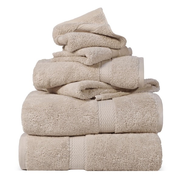 Superior Egyptian Cotton Pile Heavyweight 6-Piece Towel Set - 6-Piece Set - Stone
