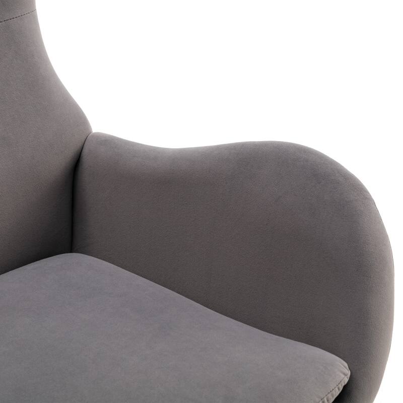 Velvet Fabric Padded Seat Rocking Chair