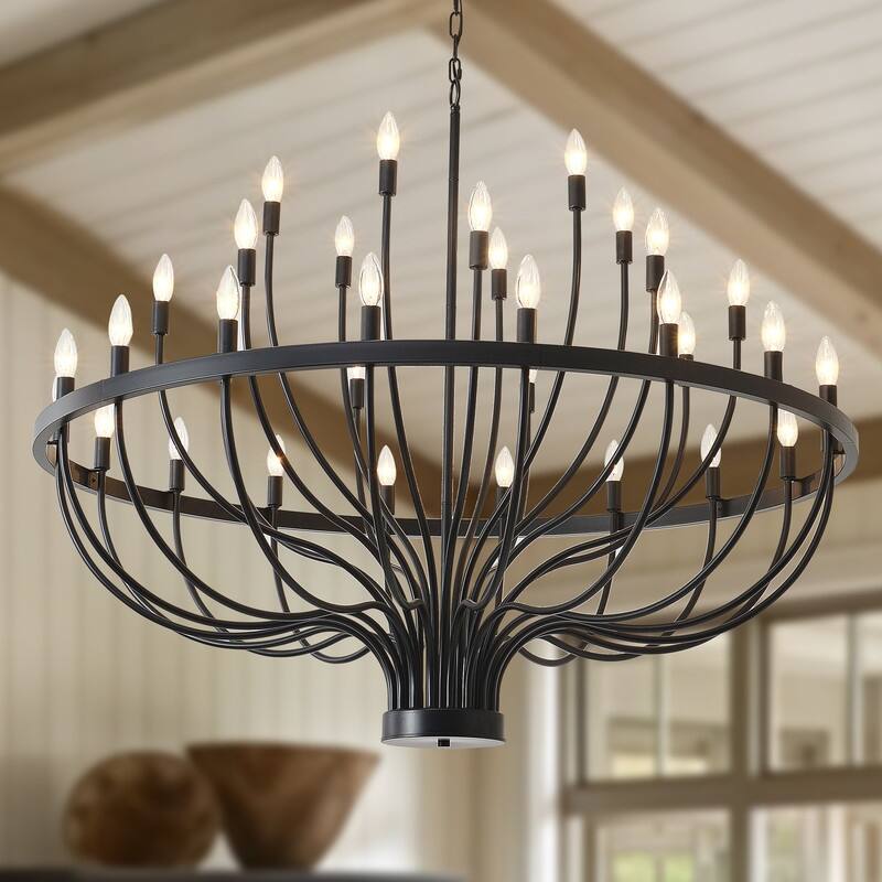 Farmhouse Chandelier Large Wagon Wheel Chandeliers Candle Chandelier - 47.2in
