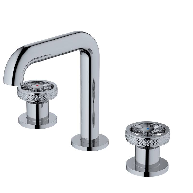 Karran Tryst KBF466 Wheel 2-Handle Three Hole Widespread Bathroom Faucet with Matching Pop-up Drain
