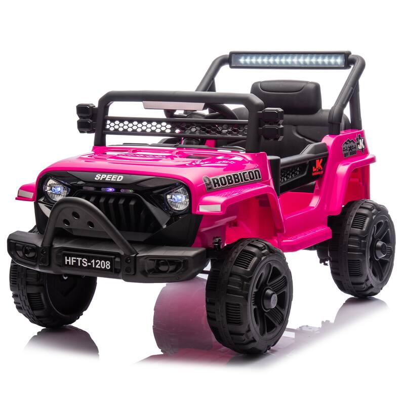 Kids' 12V Ride-On Truck with Early Education, LED Lights, and Music, Perfect Holiday Gift