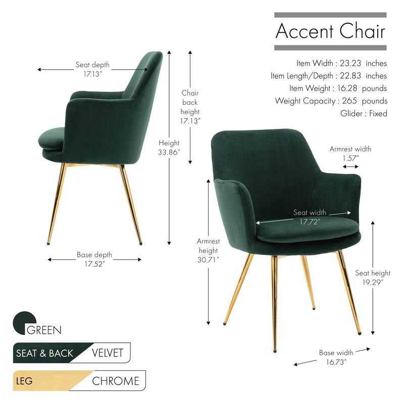 Porthos Home Gemma Velvet and Goldtone Metal Accent Chair