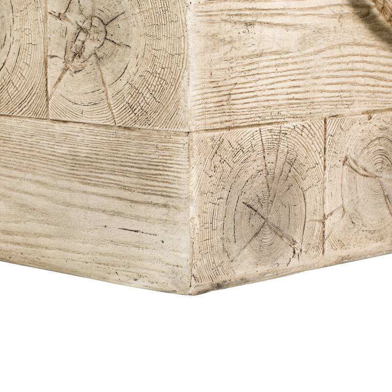 Christopher Knight Home - 14.76'' Rustic Wood Look Square MGO Side Table with Decorative Braided Cord - Wood Finish