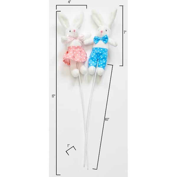 7" Bunny on 10" Stem, Set of 6 - 17