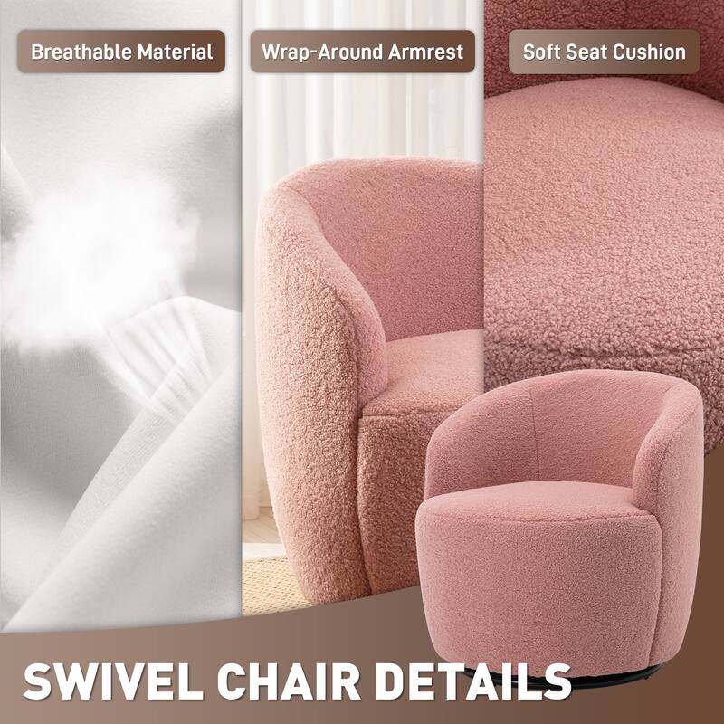 Ouyessir Modern Teddy Upholstered Swivel Barrel Chair(Set of 2)