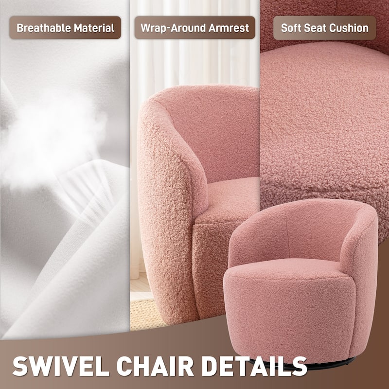Ouyessir Swivel Barrel Chair Upholstered Armchair (Set of 1)