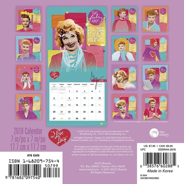 Shop I Love Lucy Mini Wall Calendar Classic Tv By Acco Brands Overstock 18141833