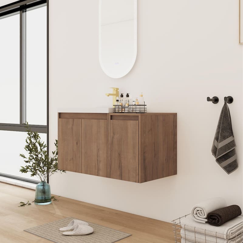 Bathroom Vanity With Sink In 24/36/48 Inch, Floating Bathroom Vanity With Soft Close Door