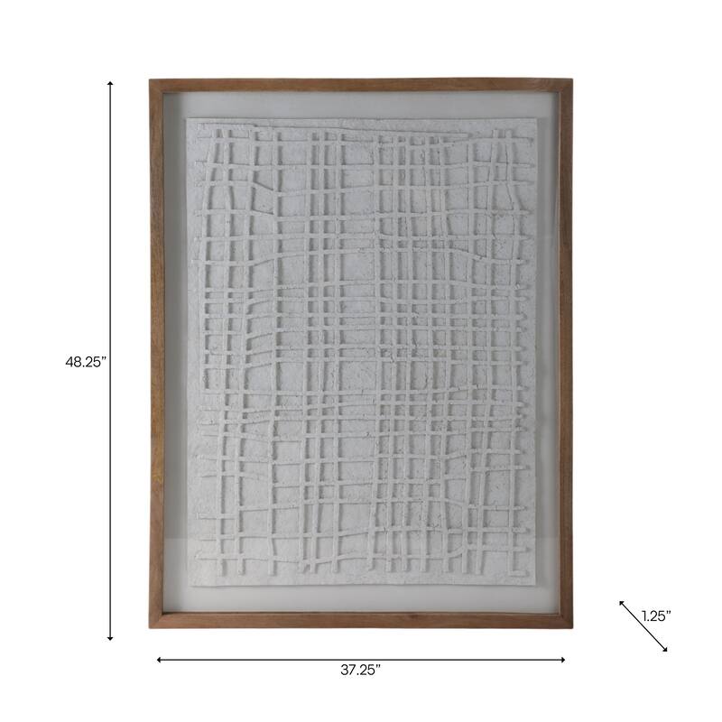 Paper Mache Wooden Frame Canvas Print Art - Ivory, 37x48 in.