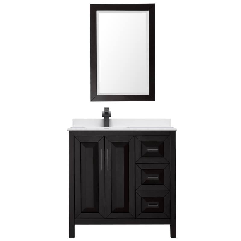 Daria 36-inch Single Vanity, Cultured Marble Top, 24-inch Mirror