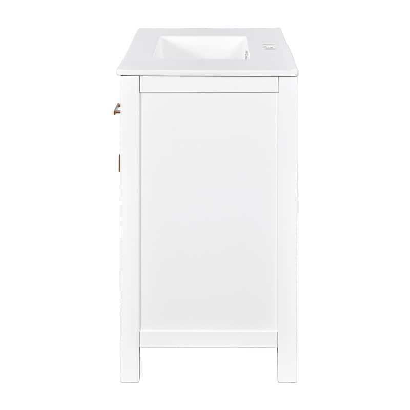 36" Modern Freestanding Bathroom Vanity Set - Ceramic Sink Combo with 4 Drawers & 2 Cabinets, Solid Wood Frame Storage Cabinet‌.