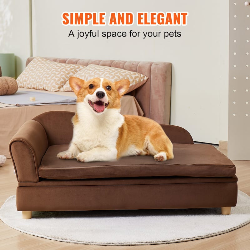 Dark Brown Soft Velvety Large-Sized Dogs and Cats Dog Couch Suitable for Any Room or Clinic - 36” x 23” x 16”