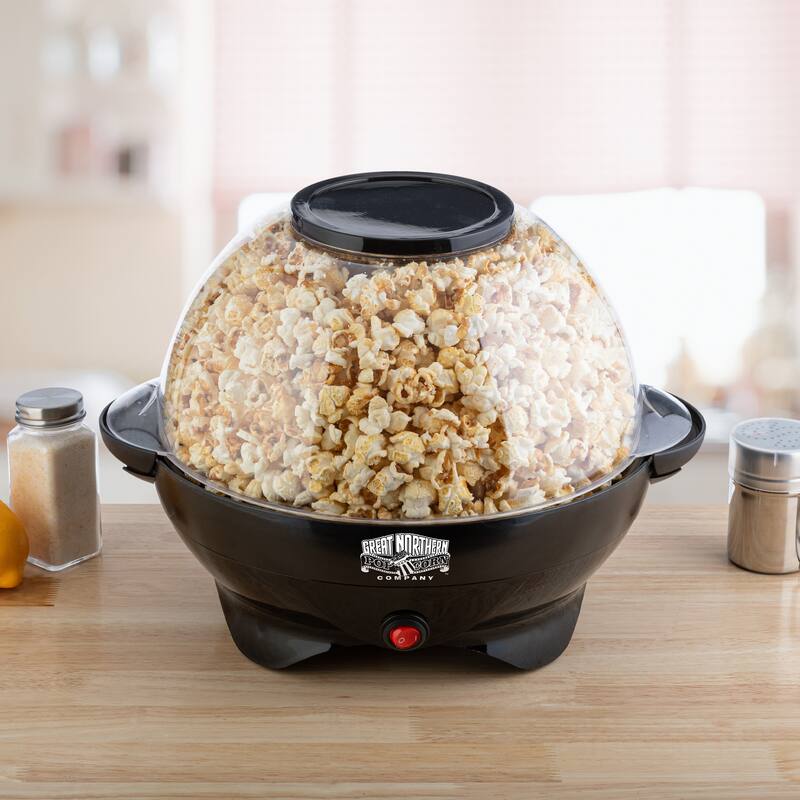 Electric Popcorn Machine 800W with Auto Stirrer - Black