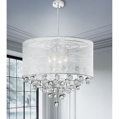 20 Inches 4 - Light Drum Chandelier with Bubble Crystal Accents Luxury Chic Pendant Lamp - N/A