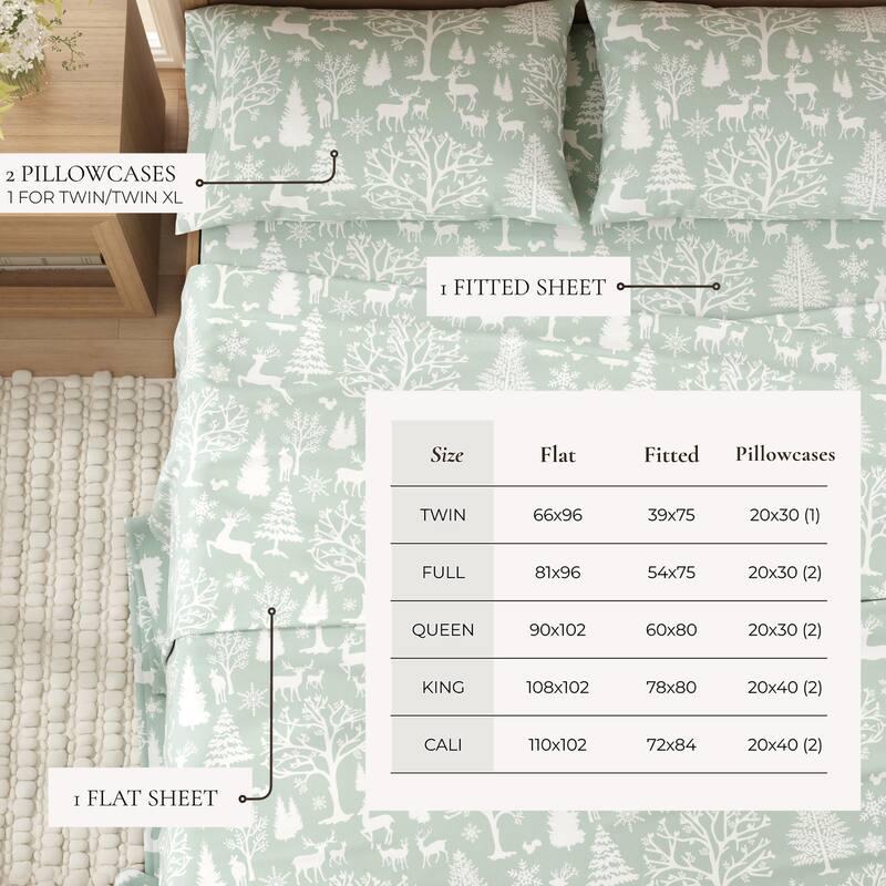 Linery & Co. Winter Turkish Cotton Double-Brushed Flannel Bed Sheet Set