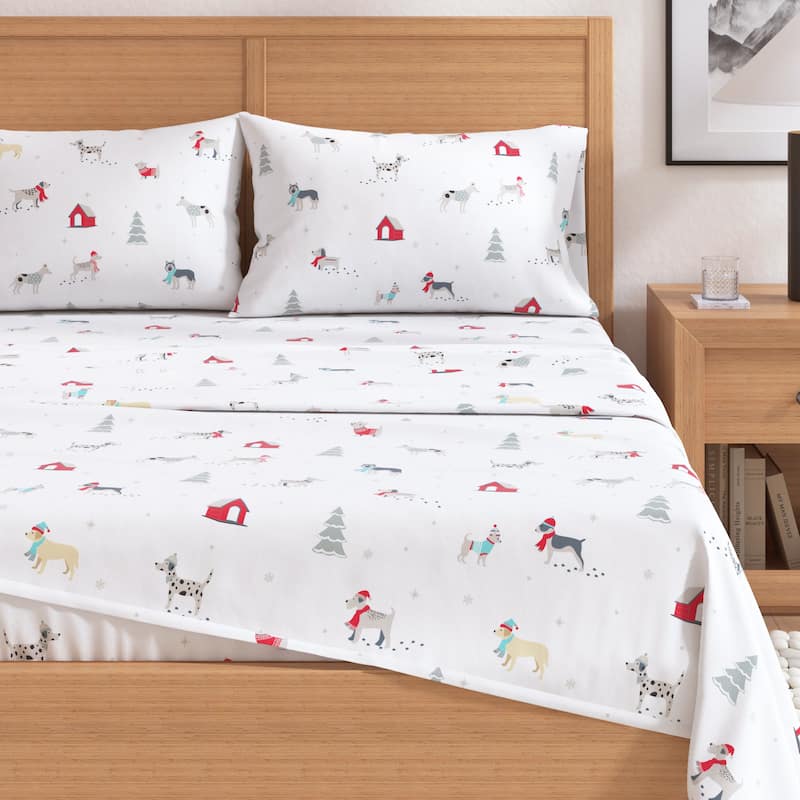 Linery & Co. Christmas Turkish Cotton Double-Brushed Flannel Bed Sheet Set