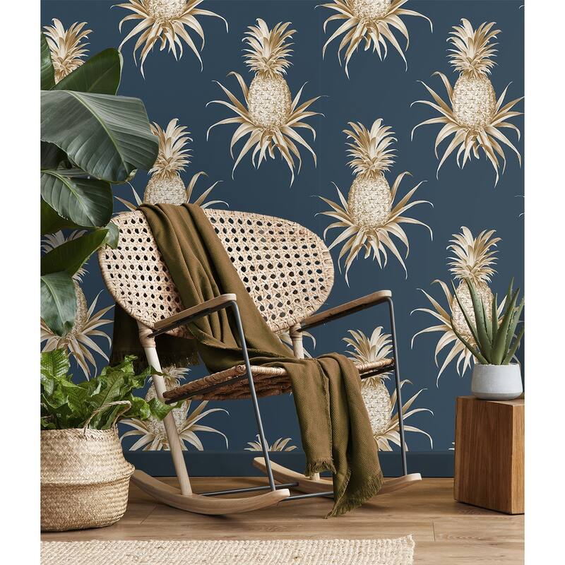 Seabrook Designs Calusa Queen Pineapples Unpasted Wallpaper