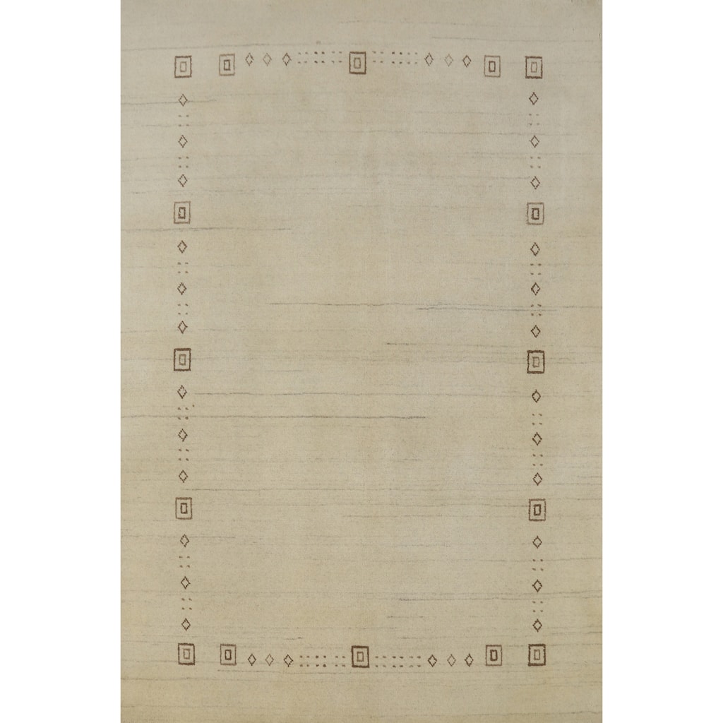 Tribal Beige Gabbeh Indian Rug Hand-Knotted Wool Carpet - 4'0" x 5'9"