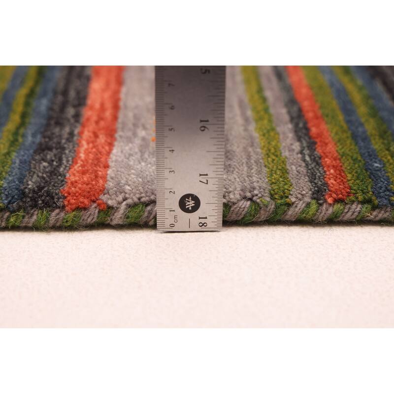 ECARPETGALLERY Hand Loomed Kashkuli Gabbeh Grey Wool Rug - 6'9 x 9'9