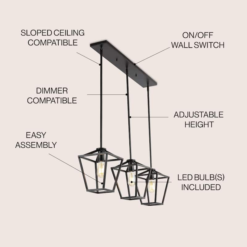 Amara 7.88" 1-Light Industrial Farmhouse Iron LED Pendant, Oil Rubbed Bronze by JONATHAN Y