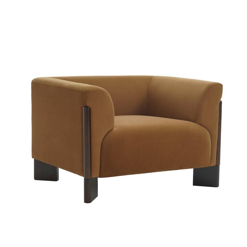 Mid-Century Tuxedo Arm Roomy Barrel Chair Oversized Loveseat Sofa