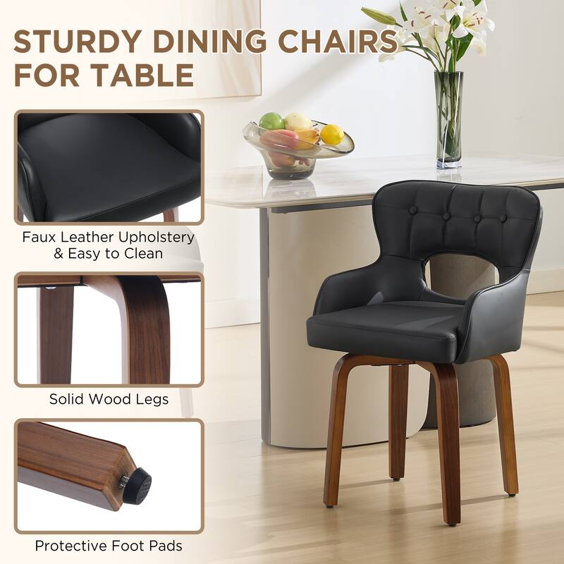 Swivel Dining Chairs Set of 2, Faux Leather Upholstered Kitchen Chairs