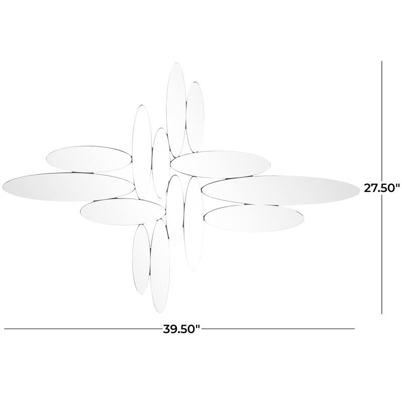 Silver Glass Abstract Oval Wall Mirror - 40"W, 28"H