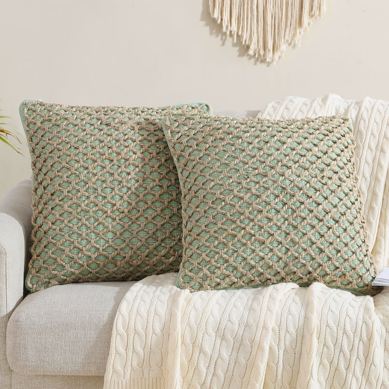 Boho Living Jada Braided Cotton/Jute Throw Pillow Covers