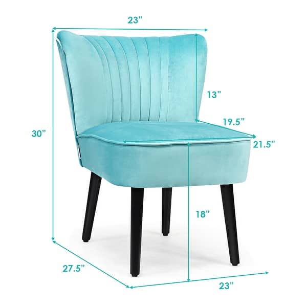 dimension image slide 2 of 3, Costway Set of 2 Armless Accent Chair Upholstered Leisure Chair Single - 23'' x 27.5'' x 30''