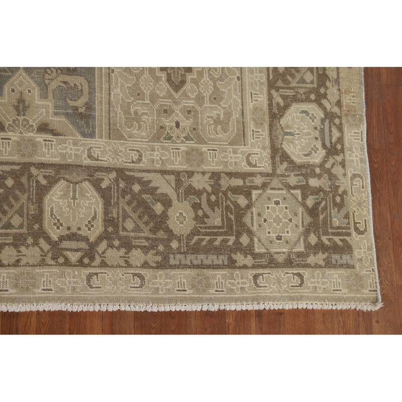 Geometric Tabriz Vintage Persian Rug Handmade Traditional Wool Carpet - 9'5" x 13'0"