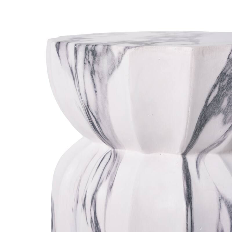 Christopher Knight Home - Modern Outdoor Lightweight Concrete Accent Side Table with Fluted Sculptural Hourglass Design