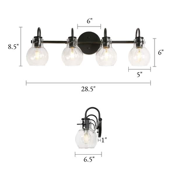 dimension image slide 6 of 9, Modern 3-Light Bathroom Vanity Light Minimal Globe Glass Wall Sconce