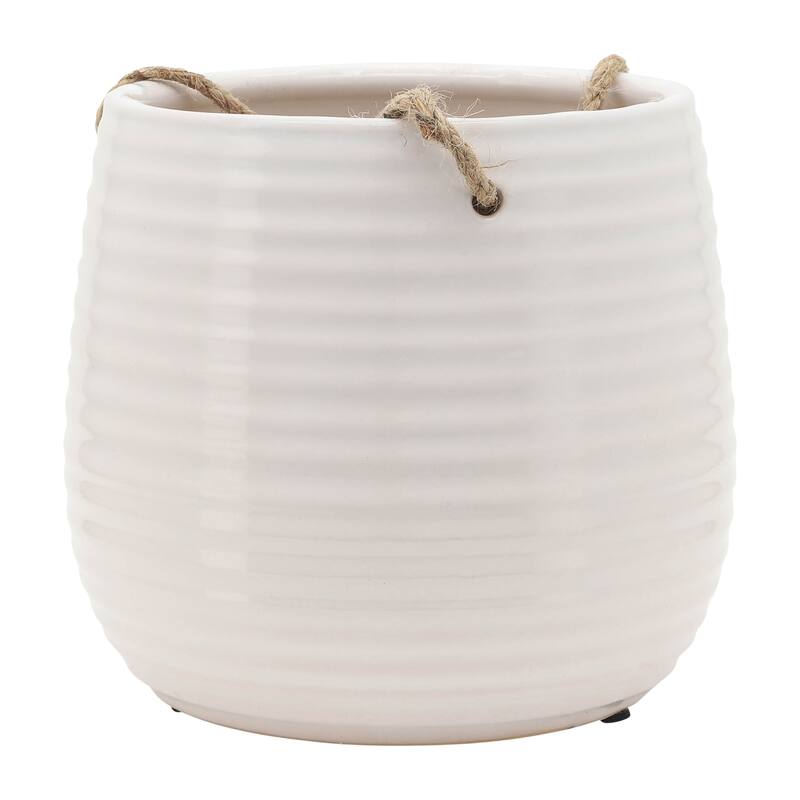 Sagebrook Home Neutral Textured Ceramic Hanging Planter