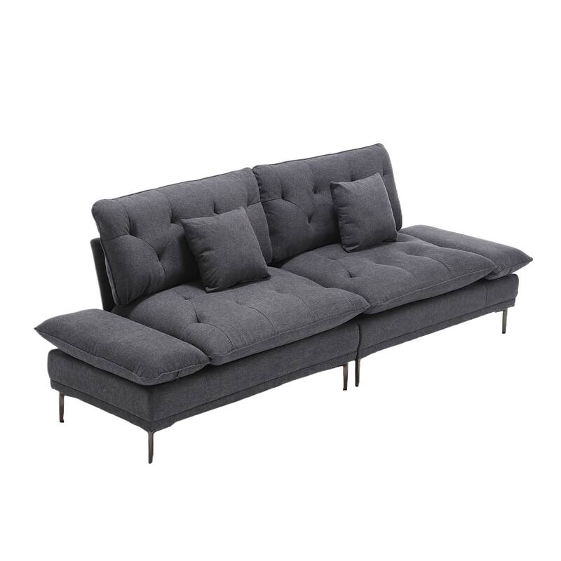 Modern upholstered loveseat couches with metal feet - N/A
