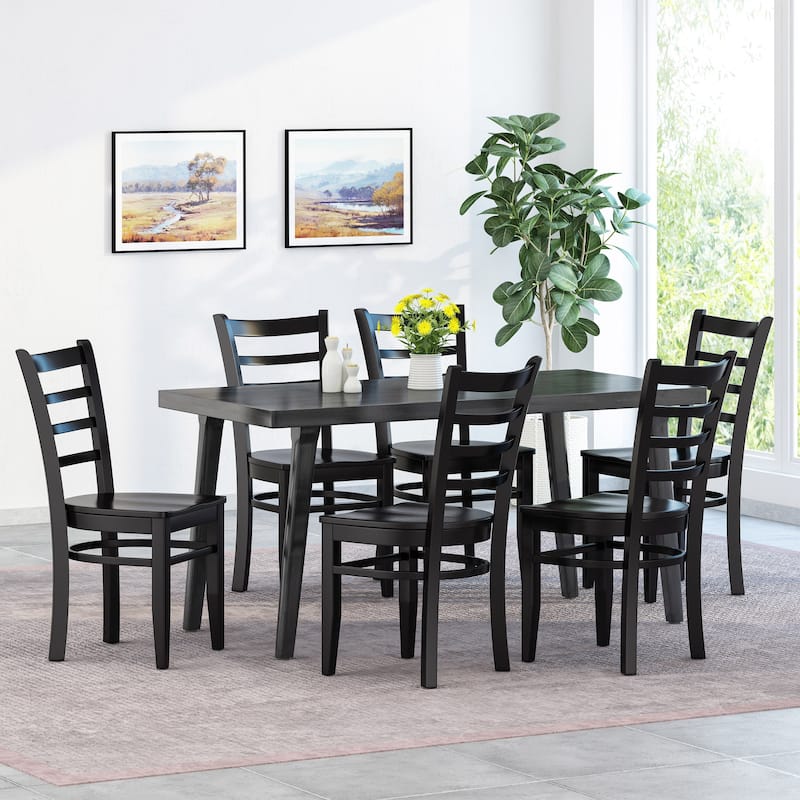 Prestage Rubberwood Dining Chairs (Set of 6) by Christopher Knight Home - Matte Black