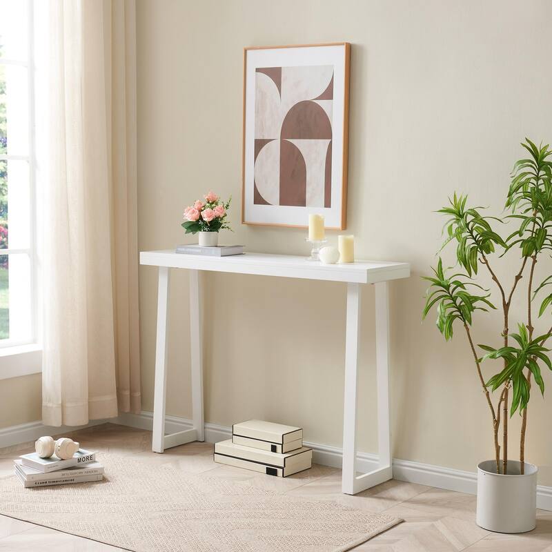 Claude Collection Wood 36" Modern Console Table with Shelf - White