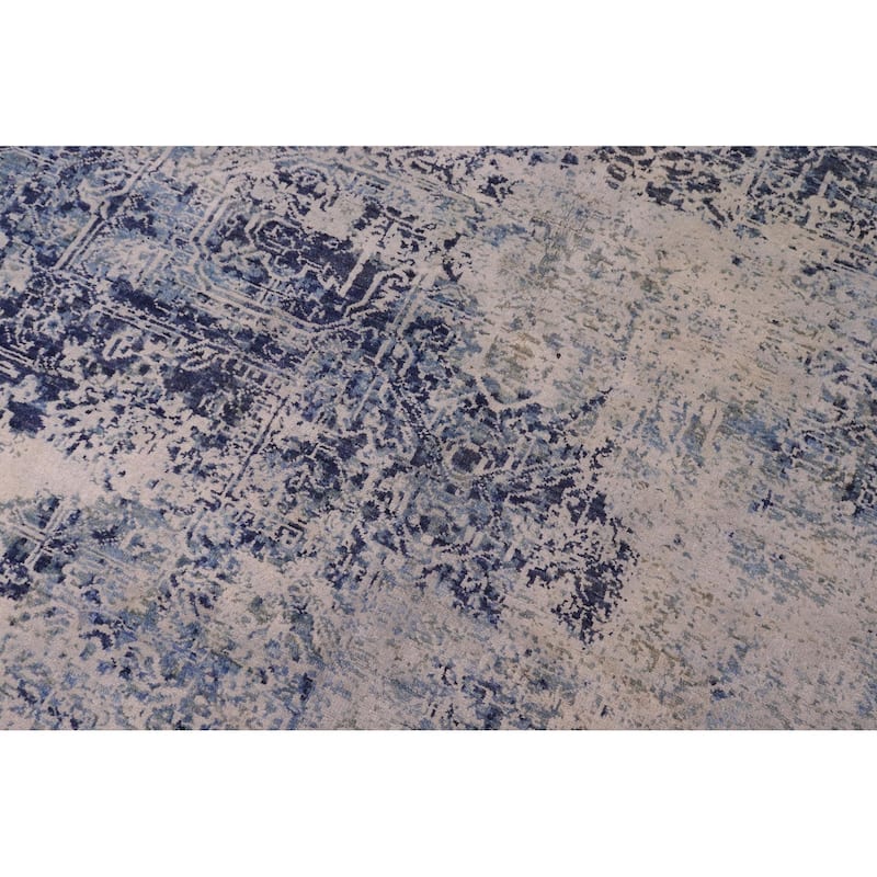 Bohemian Ziegler Terrance Blue Grey Wool&Silk Rug - 8'4'' x 9'9''