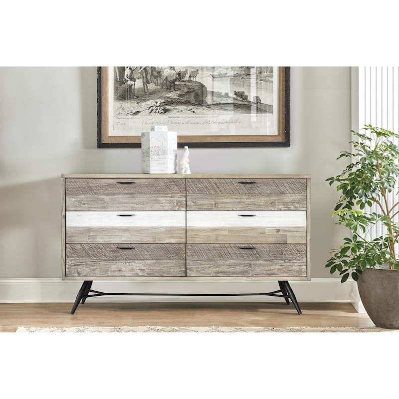 Bridges Modern Two-Tone Acacia Wood 4-Piece Bedroom Set