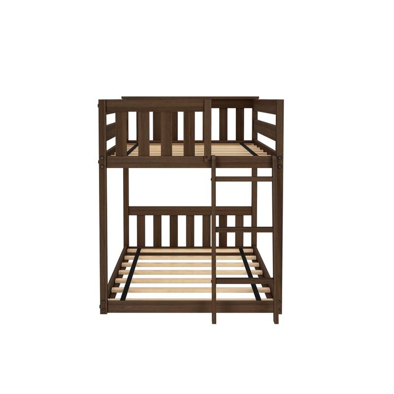 Max and Lily Twin over Twin Low Bunk Bed with Ladder on End