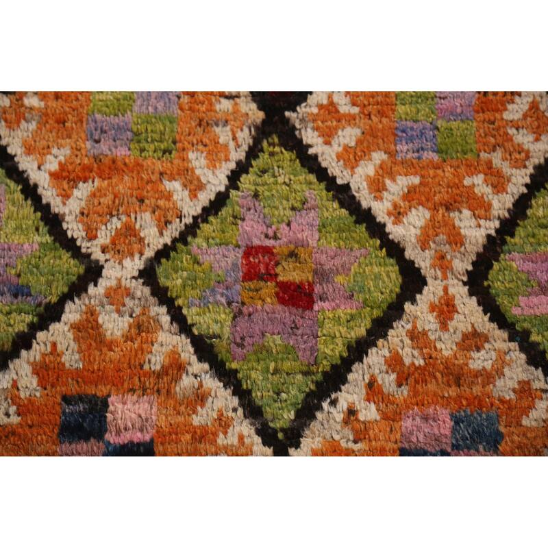 Moroccan Oriental Runner Rug Hand-Knotted Tribal Wool Carpet - 4'2" x 12'10"