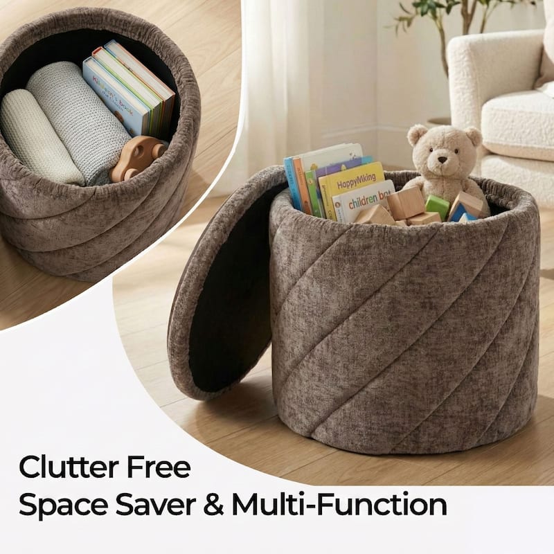 Diagonal Tufted Foldable Storage Ottoman with Reversible Lid