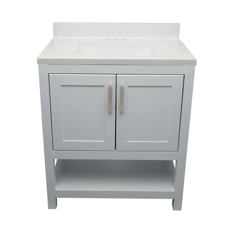 Taos 31" Bathroom Vanity with Cultured Marble Vanity Top Sink in White with White Basin