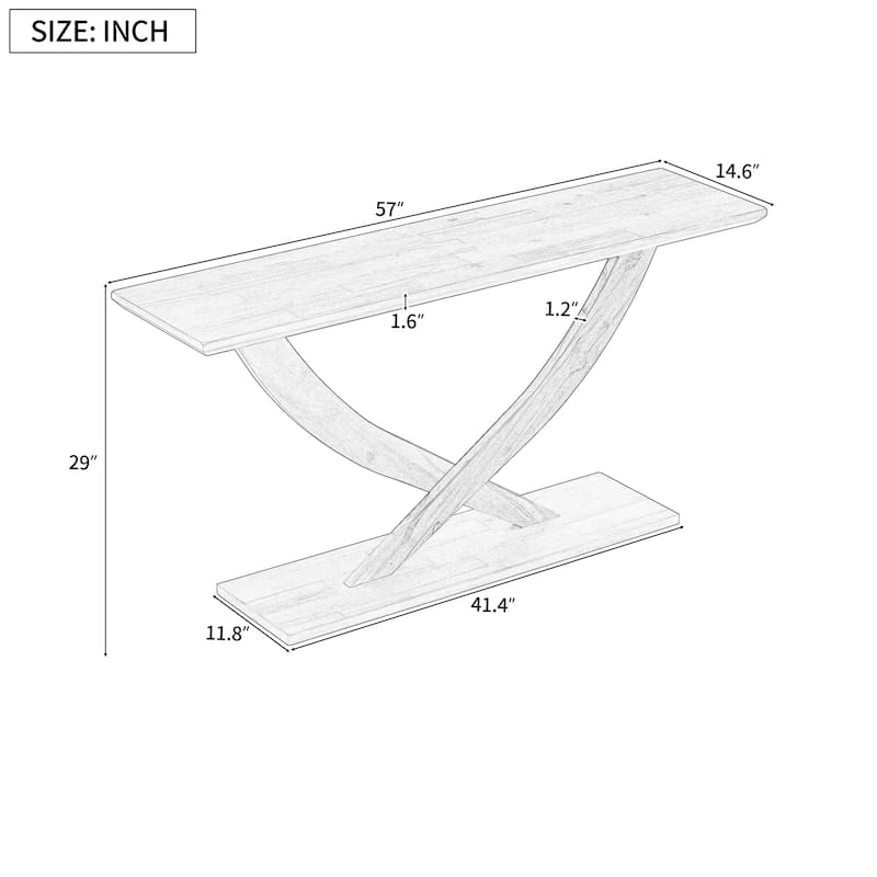 57'' Console Table Hallway Tables, Accent Table with Cross-Table Leg and Acacia Venner, Entryway Table for Living Room