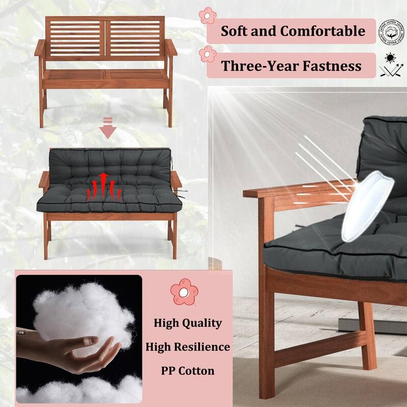Porch Swing Replacement Cushion, 55in Outdoor Bench Cushions with Backrest Thicken 4"