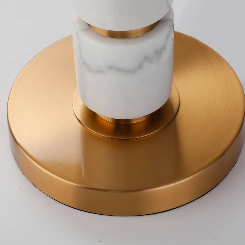 Elegant Gold Metal Table Lamp Featuring Alabaster Stone Shade, Modern Accent Lighting