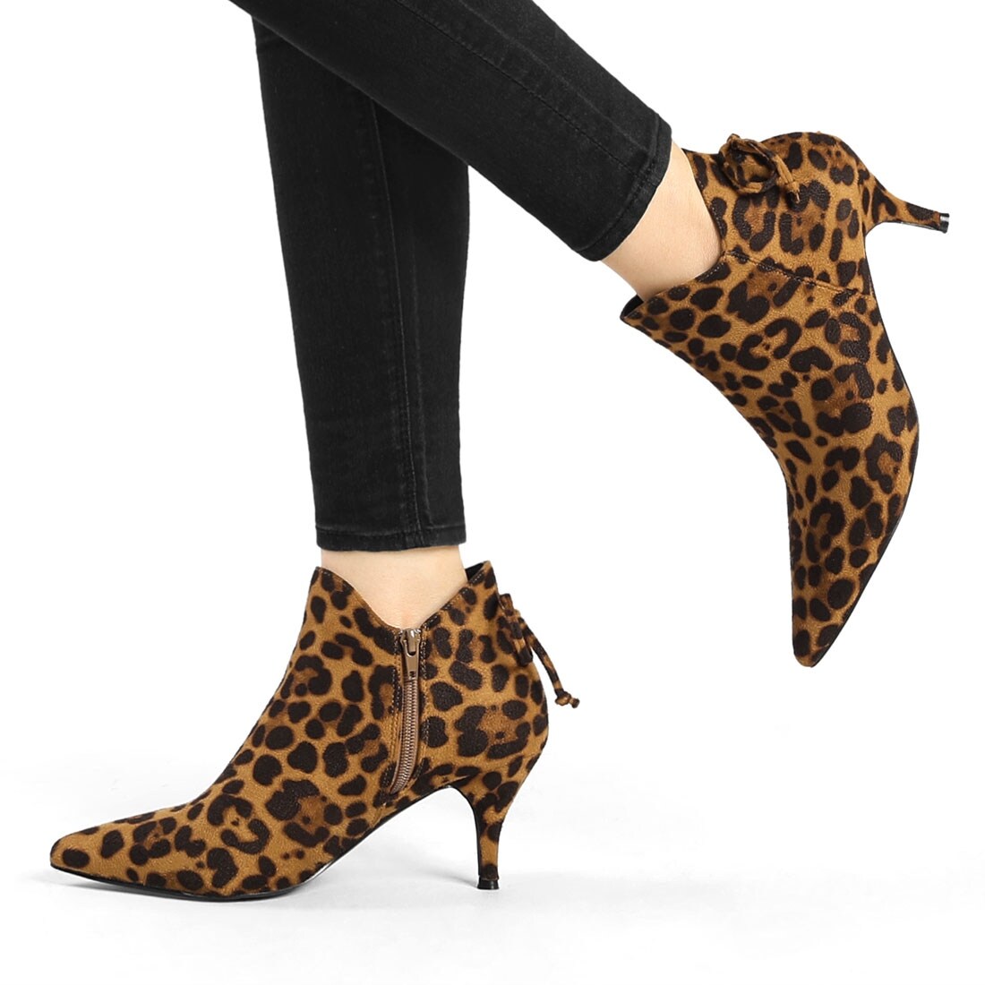kitten heel leopard booties