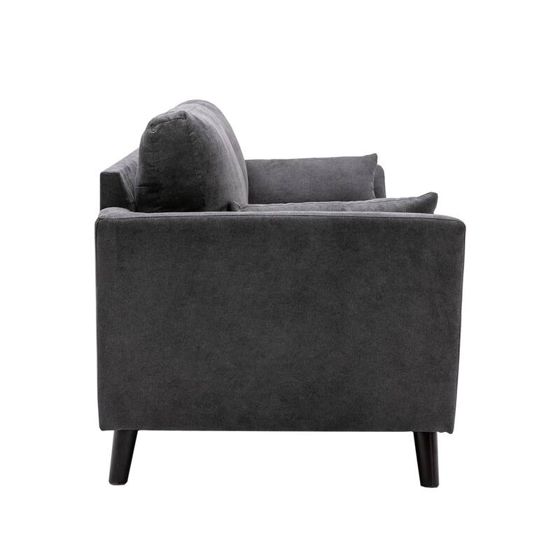 Woven Fabric Upholstered Sofa with 2 Pillows in Gray