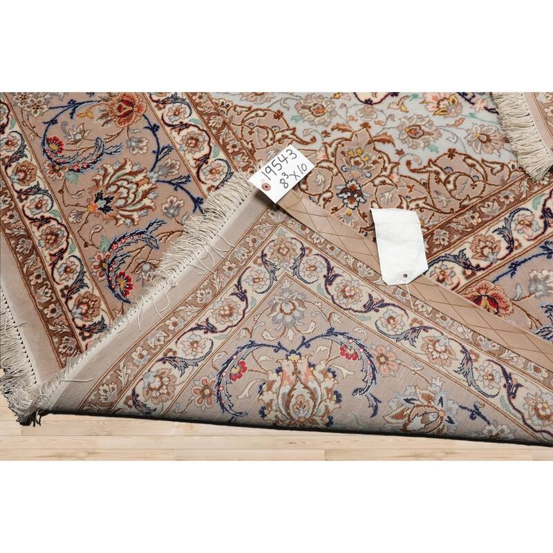 8'3''x10 Hand Knotted Wool Ivory Isfahan Traditional Area Rug - 8' 3'' x 10'
