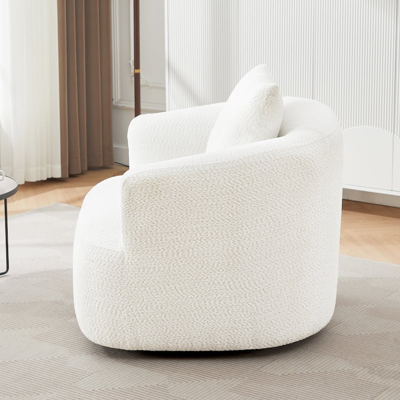 Roomfitters 360° Chenille Upholstered Swivel Barrel Chair Accent Sofa with Throw Pillow for Living Room Bedroom Office Hotel