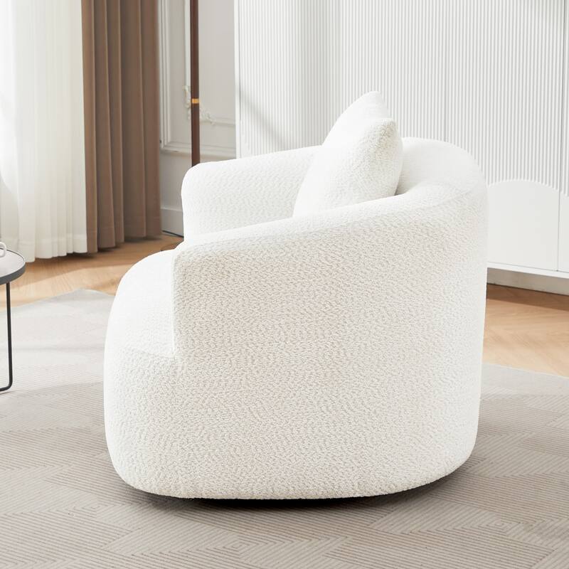 Swivel Chair with Throw Pillow & Spring Seat